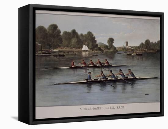 A Four-Oared Shell Race-Currier & Ives-Framed Stretched Canvas