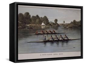 A Four-Oared Shell Race-Currier & Ives-Framed Stretched Canvas