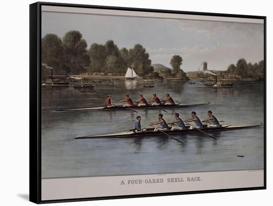 A Four-Oared Shell Race-Currier & Ives-Framed Stretched Canvas