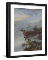 A Fox in a Winter Landscape-Archibald Thorburn-Framed Giclee Print