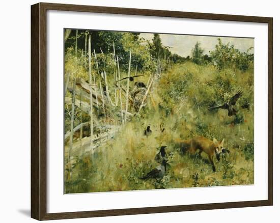 A Fox Taking a Crow; Rav Och Krakor, 1884-Bruno Andreas Liljefors-Framed Giclee Print