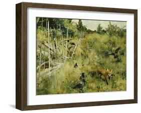 A Fox Taking a Crow; Rav Och Krakor, 1884-Bruno Andreas Liljefors-Framed Giclee Print