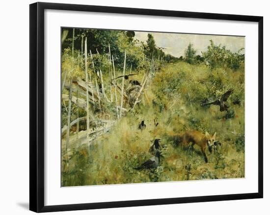 A Fox Taking a Crow-Bruno Liljefors-Framed Giclee Print