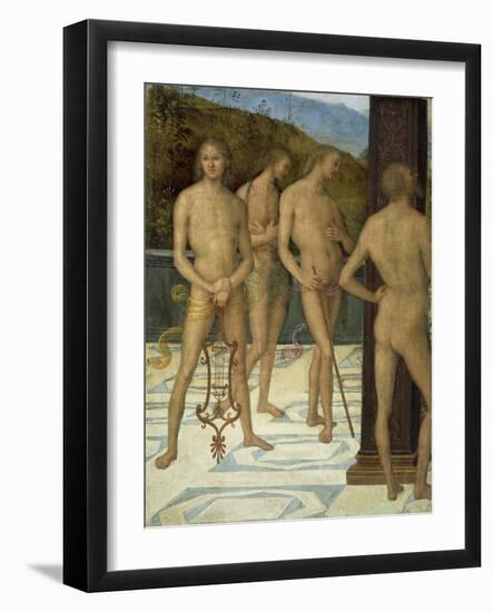 A Fragment: Four Male Nude Figures, C.1505-Pietro Perugino-Framed Giclee Print