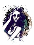 Grunge Composition with a Pretty Girl and Painted Blots-A Frants-Art Print