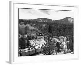 A Freight Train Traveling around a Sharp Curve-null-Framed Photographic Print