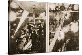 A French Airship's Night Attack: the Scene on the Navigating Platform-null-Stretched Canvas