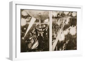 A French Airship's Night Attack: the Scene on the Navigating Platform-null-Framed Giclee Print