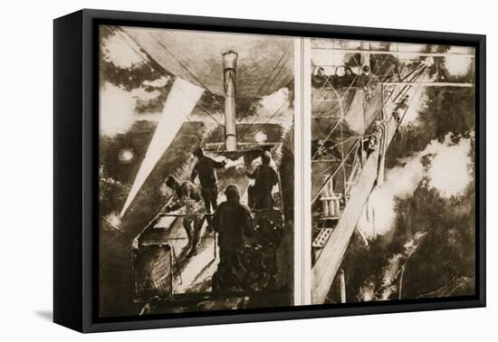 A French Airship's Night Attack: the Scene on the Navigating Platform-null-Framed Stretched Canvas