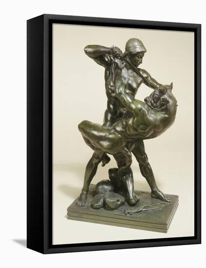 A French Bronze Group of Theseus and the Minotaur-null-Framed Stretched Canvas