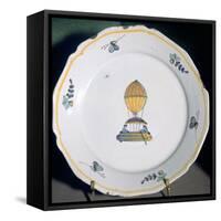 A French Faience Plate Depicting Jean-Pierre Blanchard's Balloon Trip-null-Framed Stretched Canvas