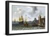 A French Galleon and a Dutch Warship in a Port in the Mediterranean Sea, Whose Large Arch at the En-Abraham Willaerts-Framed Giclee Print