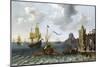 A French Galleon and a Dutch Warship in a Port in the Mediterranean Sea, Whose Large Arch at the En-Abraham Willaerts-Mounted Giclee Print