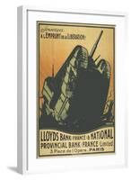 A French Poster Depicting a Tank Breaking Through Barbed Wire.-null-Framed Giclee Print