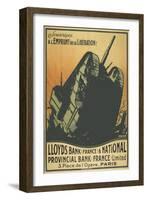 A French Poster Depicting a Tank Breaking Through Barbed Wire.-null-Framed Giclee Print