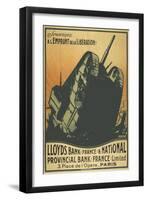 A French Poster Depicting a Tank Breaking Through Barbed Wire.-null-Framed Giclee Print