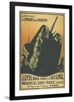 A French Poster Depicting a Tank Breaking Through Barbed Wire.-null-Framed Giclee Print