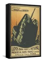 A French Poster Depicting a Tank Breaking Through Barbed Wire.-null-Framed Stretched Canvas