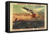 A French Propaganda Poster Showing a Woman Flying in the Air, Holding a Tricolor.-null-Framed Stretched Canvas