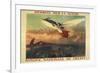 A French Propaganda Poster Showing a Woman Flying in the Air, Holding a Tricolor.-null-Framed Giclee Print