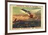 A French Propaganda Poster Showing a Woman Flying in the Air, Holding a Tricolor.-null-Framed Giclee Print