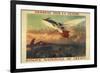 A French Propaganda Poster Showing a Woman Flying in the Air, Holding a Tricolor.-null-Framed Giclee Print