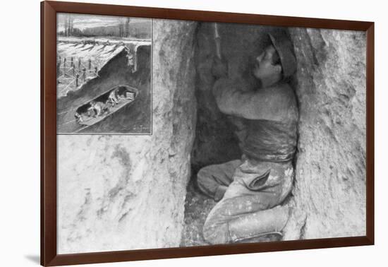 A French Sapper Digging a Tunnel to Place a Mine under the Enemy Lines, France, 1915-null-Framed Giclee Print