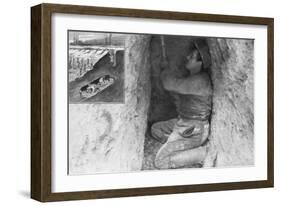 A French Sapper Digging a Tunnel to Place a Mine under the Enemy Lines, France, 1915-null-Framed Giclee Print