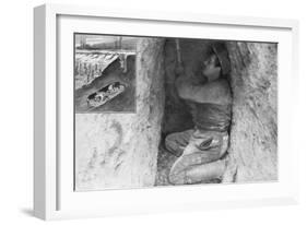 A French Sapper Digging a Tunnel to Place a Mine under the Enemy Lines, France, 1915-null-Framed Giclee Print