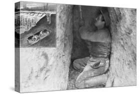 A French Sapper Digging a Tunnel to Place a Mine under the Enemy Lines, France, 1915-null-Stretched Canvas