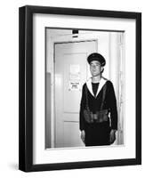 A French Sentry Outside the Operations Room of the Aircraft Carrier 'La Fayette, 1951-null-Framed Giclee Print
