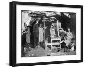 A French Telephone Post in a Cave, France, World War I, 1915-null-Framed Giclee Print