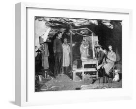 A French Telephone Post in a Cave, France, World War I, 1915-null-Framed Giclee Print