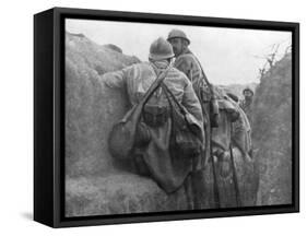 A French Trench before an Attack, 2nd Battle of Champagne, France, 25 September 1915-null-Framed Stretched Canvas