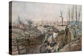 A French Trench in the Village of Souchez, Artois, France, 18 December 1915-Francois Flameng-Stretched Canvas