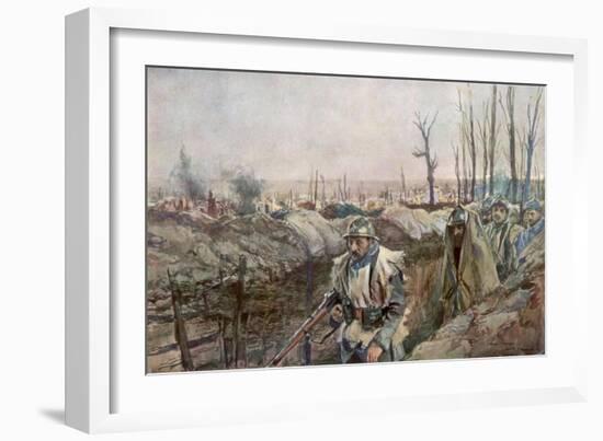 A French Trench in the Village of Souchez, Artois, France, 18 December 1915-Francois Flameng-Framed Giclee Print