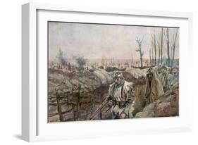 A French Trench in the Village of Souchez, Artois, France, 18 December 1915-Francois Flameng-Framed Giclee Print