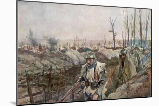 A French Trench in the Village of Souchez, Artois, France, 18 December 1915-Francois Flameng-Mounted Giclee Print