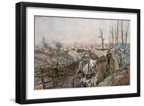 A French Trench in the Village of Souchez, Artois, France, 18 December 1915-Francois Flameng-Framed Premium Giclee Print