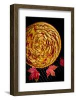 A Fresh Baked French Apple Tart with Colorful Fall Leaves Placed on a Cooling Rack-Cynthia Classen-Framed Photographic Print