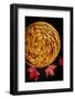 A Fresh Baked French Apple Tart with Colorful Fall Leaves Placed on a Cooling Rack-Cynthia Classen-Framed Photographic Print