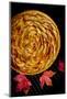 A Fresh Baked French Apple Tart with Colorful Fall Leaves Placed on a Cooling Rack-Cynthia Classen-Mounted Photographic Print