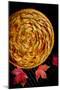 A Fresh Baked French Apple Tart with Colorful Fall Leaves Placed on a Cooling Rack-Cynthia Classen-Mounted Photographic Print