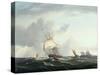 A Frigate, A Paddlesteamer and Dutch Smallcraft in the Downs-Henry Moses-Stretched Canvas