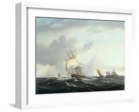 A Frigate, A Paddlesteamer and Dutch Smallcraft in the Downs-Henry Moses-Framed Giclee Print