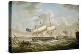 A Frigate Anchored in the Mersey (River in the North West of England). Fort Perch Rock is Visible O-Robert Salmon-Stretched Canvas