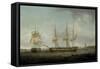 A Frigate of the Honourable East India Company in Two Positions off the Indian Coast-Thomas Whitcombe-Framed Stretched Canvas