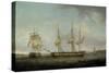 A Frigate of the Honourable East India Company in Two Positions off the Indian Coast-Thomas Whitcombe-Stretched Canvas