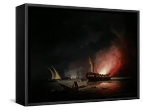 A Frigate on Fire after a Battle, 1835-Thomas Buttersworth-Framed Stretched Canvas