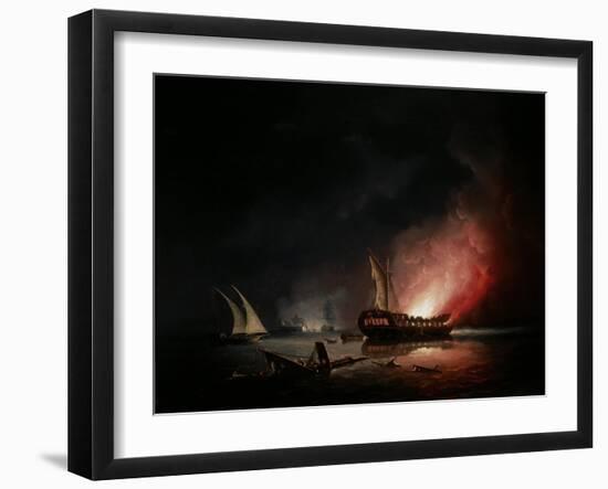 A Frigate on Fire after a Battle, 1835-Thomas Buttersworth-Framed Giclee Print